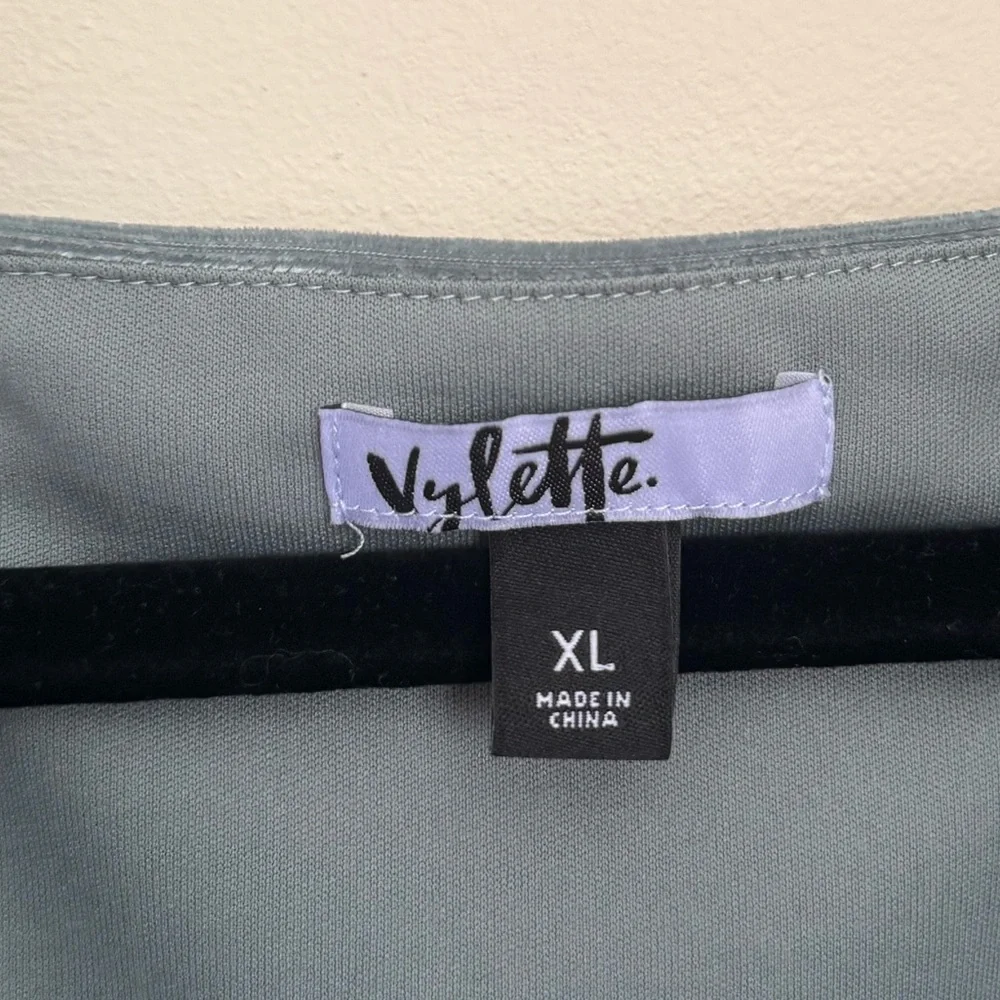 Vylette Slate Blue Velvet Babydoll Mini Dress Size XL Romantic Cottagecore Y2K - Picture 5 of 6